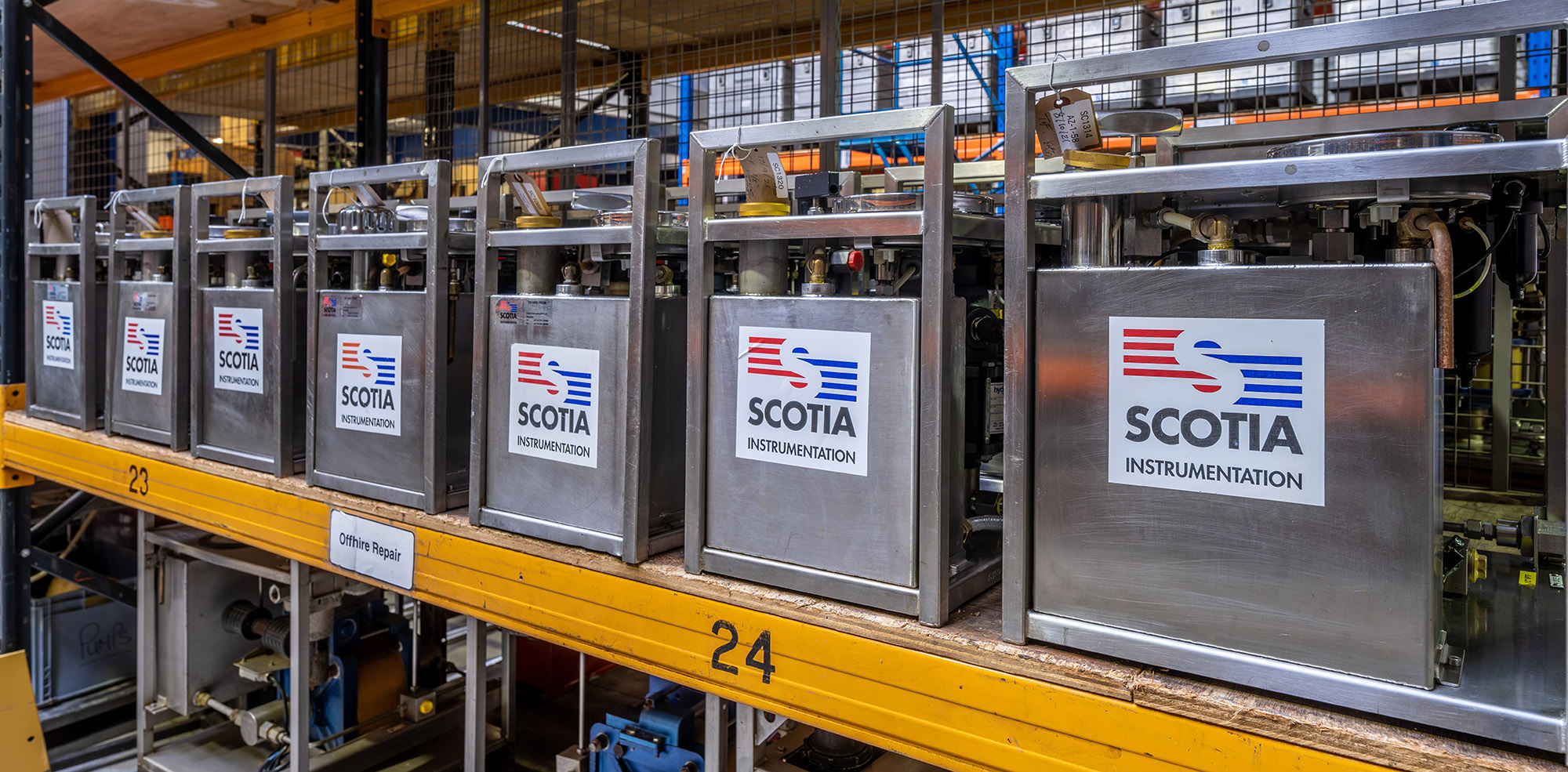 Scotia Instrumentation’s air driven rental minipaks on shelving